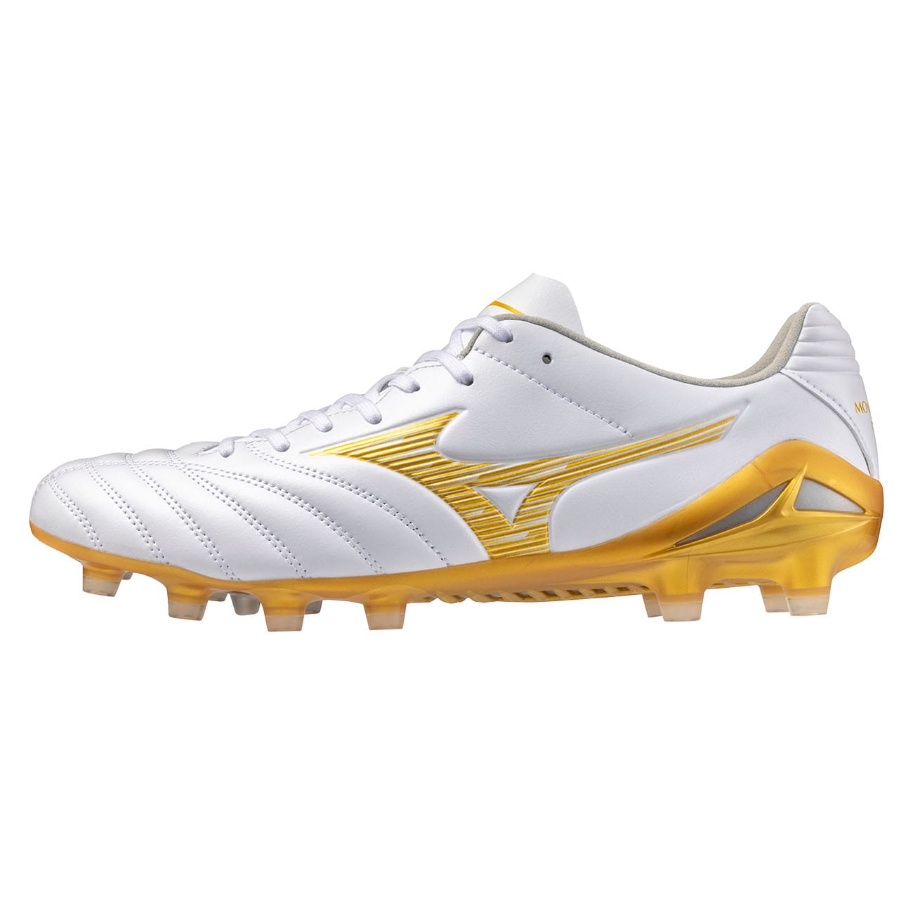 Crampons Mizuno Monarcida Neo III Pro FG Blanc et doré P1GA262250 Lateral