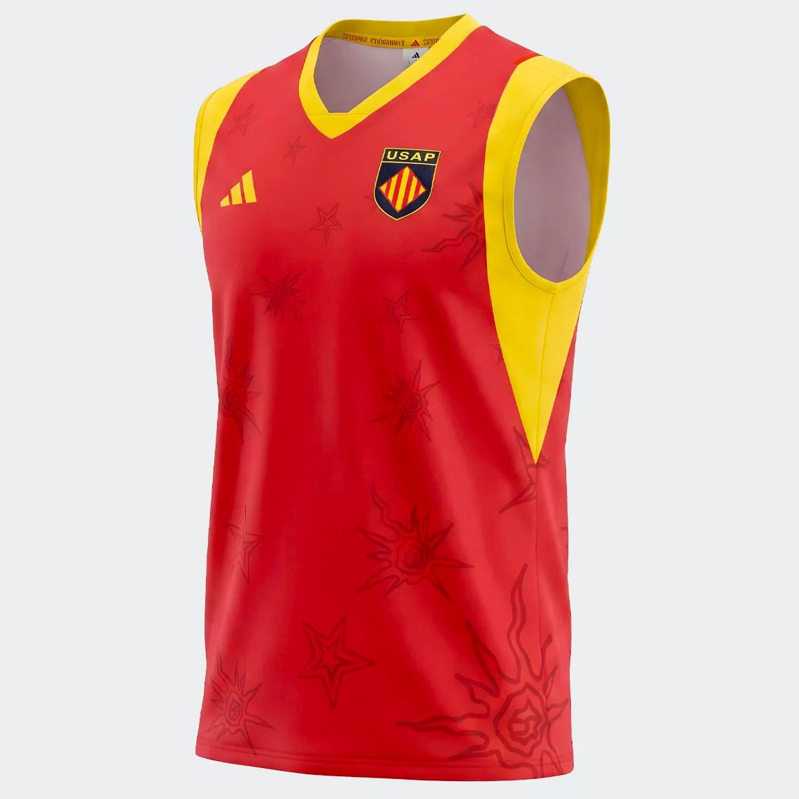 Débardeur d'entrainement USA Perpignan Adidas Rouge CFR547 Face lateral