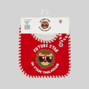 Lot de 2 Bavoirs pour bébé Future Star Stade Toulousain Rugby Rouge et beige Package