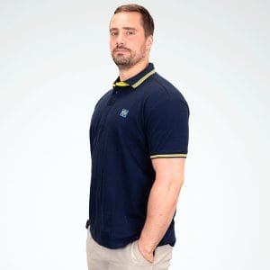 Polo ASM Clermont-Auvergne Cebazat pour homme Bleu marine Vue porté de face lateral
