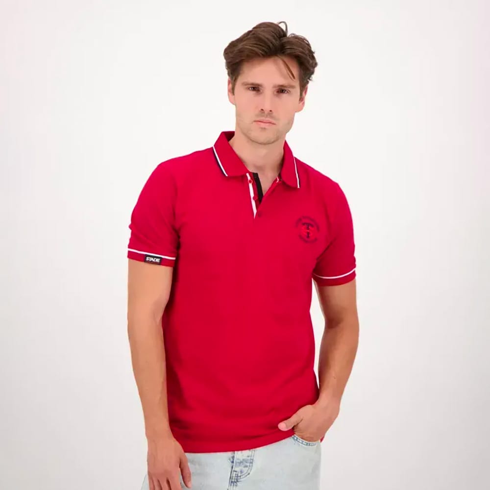 Polo pour homme Arceau Stade Toulousain Rugby Rouge Vue porté de face