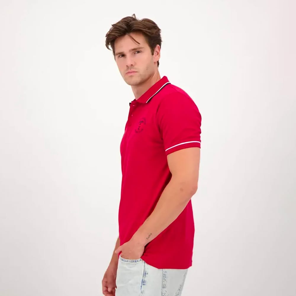 Polo pour homme Arceau Stade Toulousain Rugby Rouge Vue porté lateral