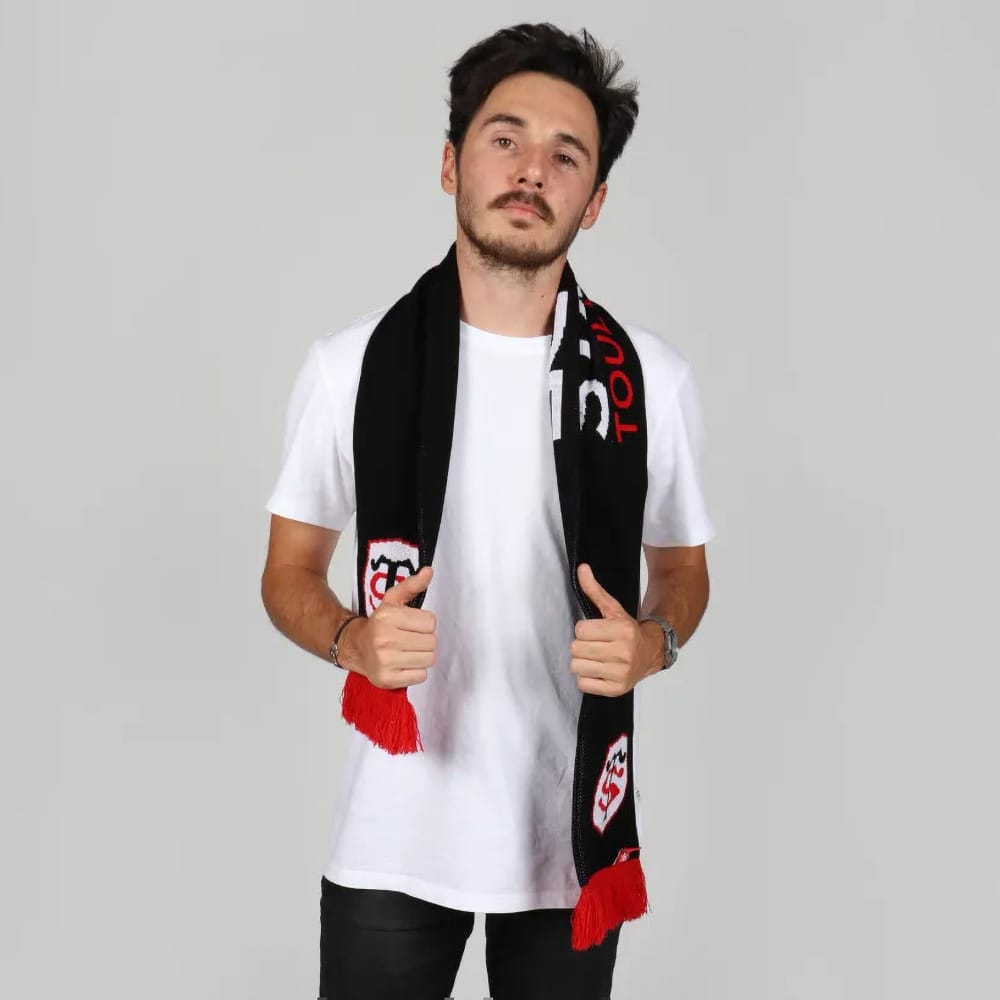 Set Hiver Écharpe, Bonnet et Gants Stade Toulousain Rugby Vue porté face