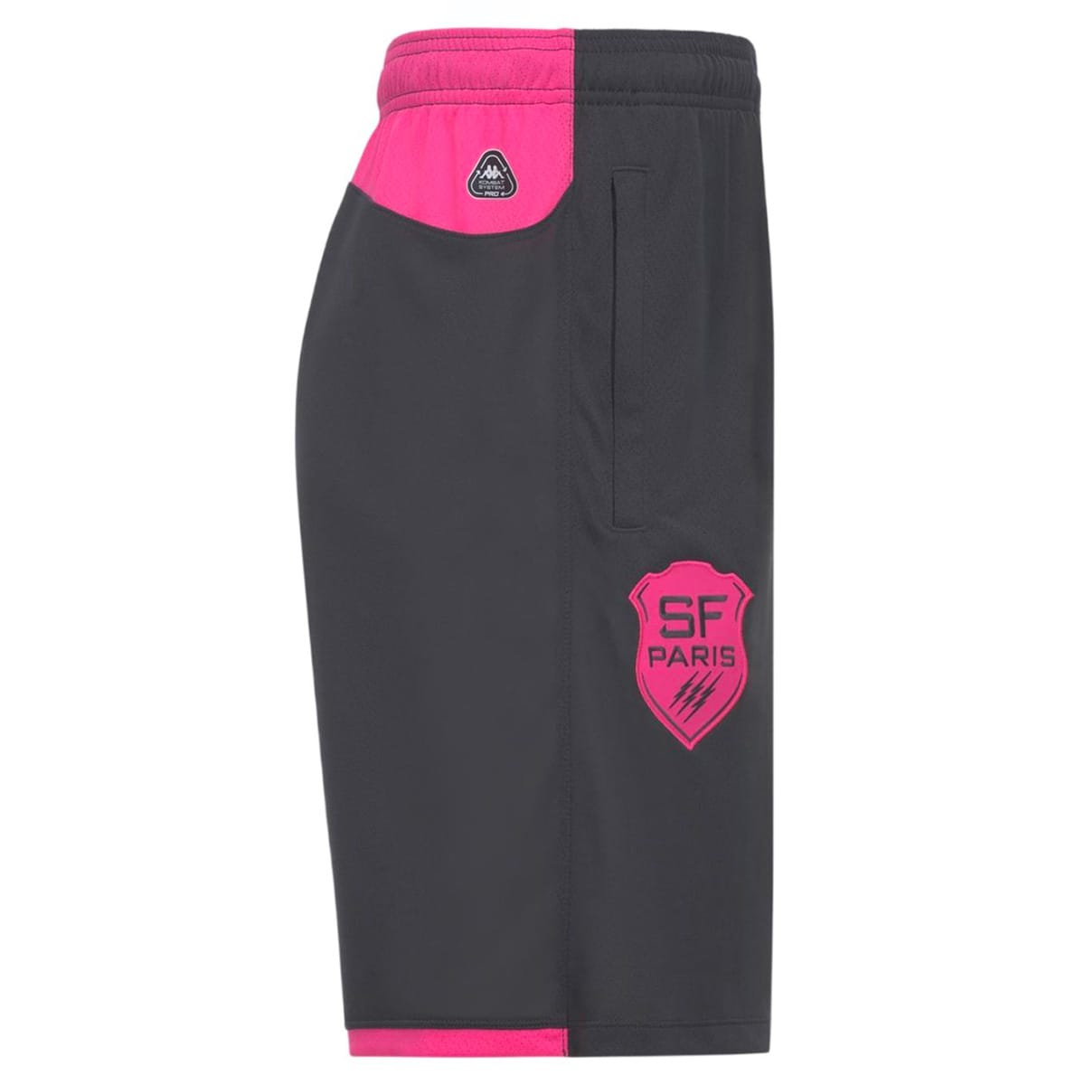 Short d'entrainement Stade Français Paris Mixiozip Pro 2 Kappa Gris 362461W-A02 Lateral