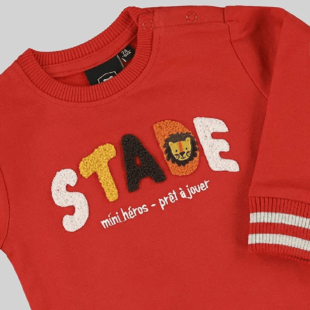 Sweat col rond Bébé Savane Stade Toulousain pour bébé Rouge Detail Face