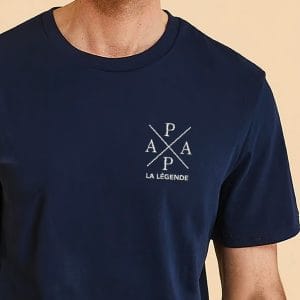 T-shirt Brodé Papa La légende pour Homme Bleu marine Vue porté de face