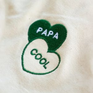 T-shirt Brodé Papa cool dans deux coeurs pour Homme Beige Detail broderie