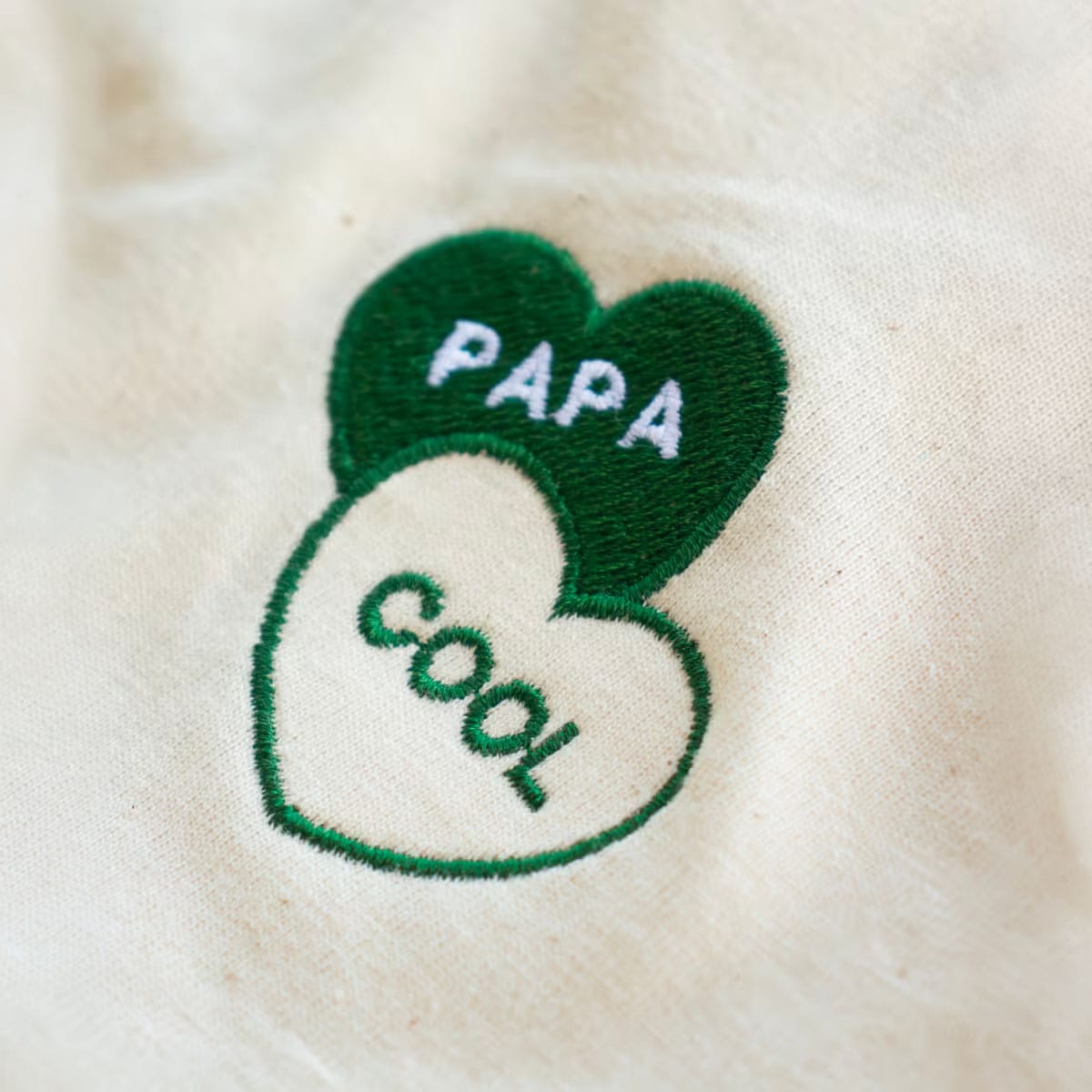 T-shirt Brodé Papa cool dans deux coeurs pour Homme Beige Detail broderie