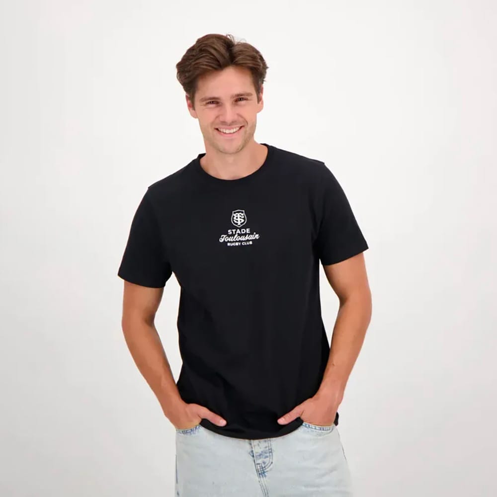 T-shirt Noir Town Stade Toulousain Rugby Club pour Homme Vue porté de face 2