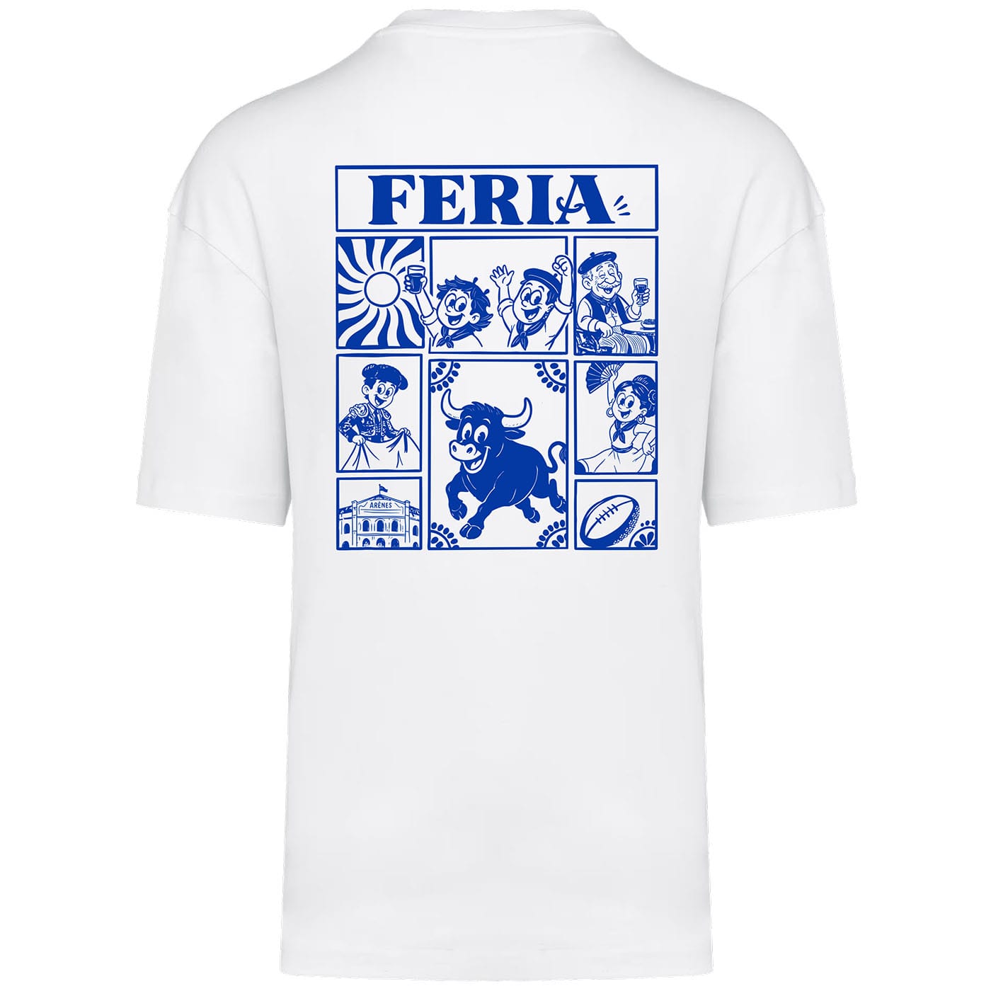T-shirt Oversize Feria Bleu Unisexe Blanc Dos