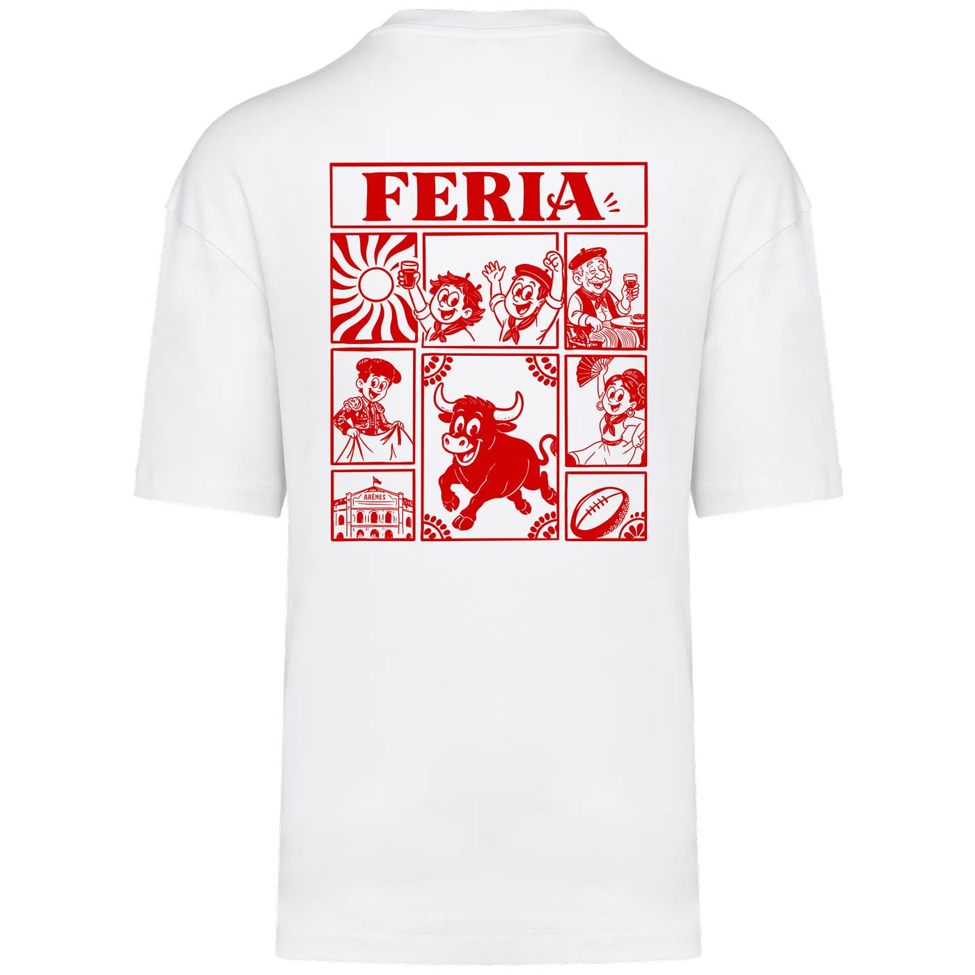 T-shirt Oversize Feria Rouge Unisexe Blanc Dos