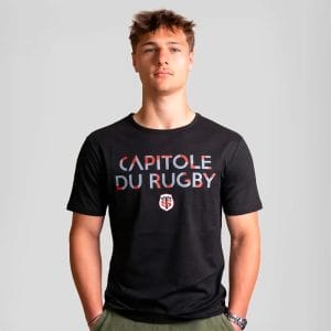 T-shirt Stade Toulousain Capitole du rugby Noir Vue porté de face