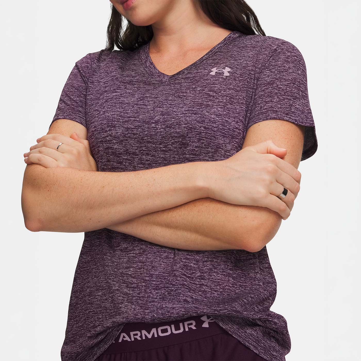 T-shirt UA Tech™ Twist pour femme Under Armour Violet écho 1384227-526 Detail Face