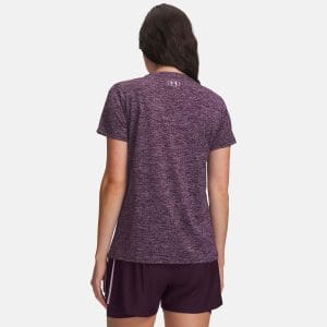 T-shirt UA Tech™ Twist pour femme Under Armour Violet écho 1384227-526 Vue porté de dos