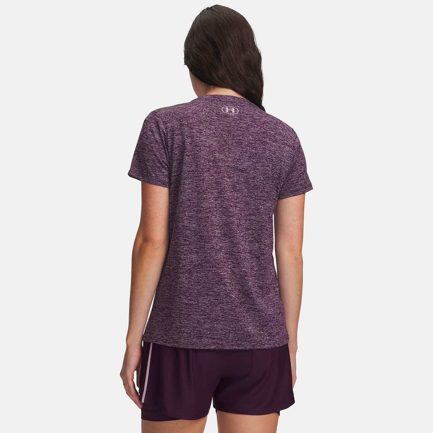 T-shirt UA Tech™ Twist pour femme Under Armour Violet écho 1384227-526 Vue porté de dos