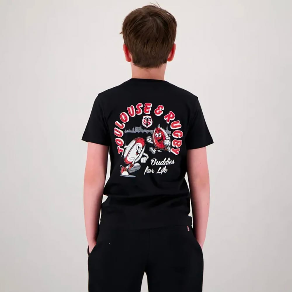 T-shirt Union Noir Stade Toulousain Rugby pour enfant Vue porté de dos