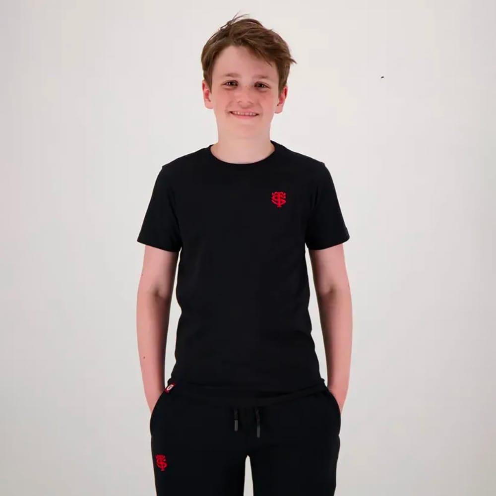 T-shirt Union Noir Stade Toulousain Rugby pour enfant Vue porté de face