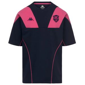 T-shirt Valor Kappa Stade Français Paris 2026:2027 Bleu marine et rose 34278KW-A01 Face