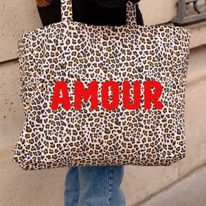 Maxi Tote bag Léopard « AMOUR »