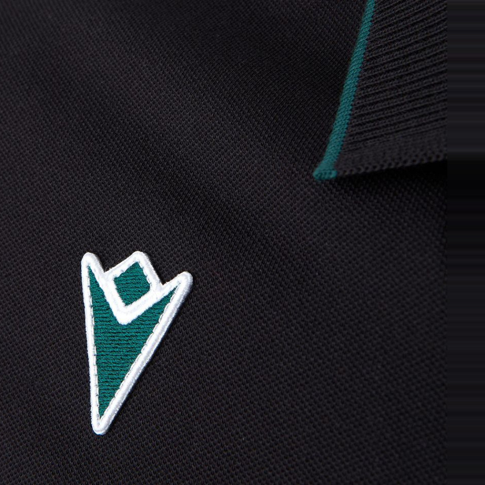 Polo Staff Section Paloise Macron 2025/2026 Noir Detail face logo macron