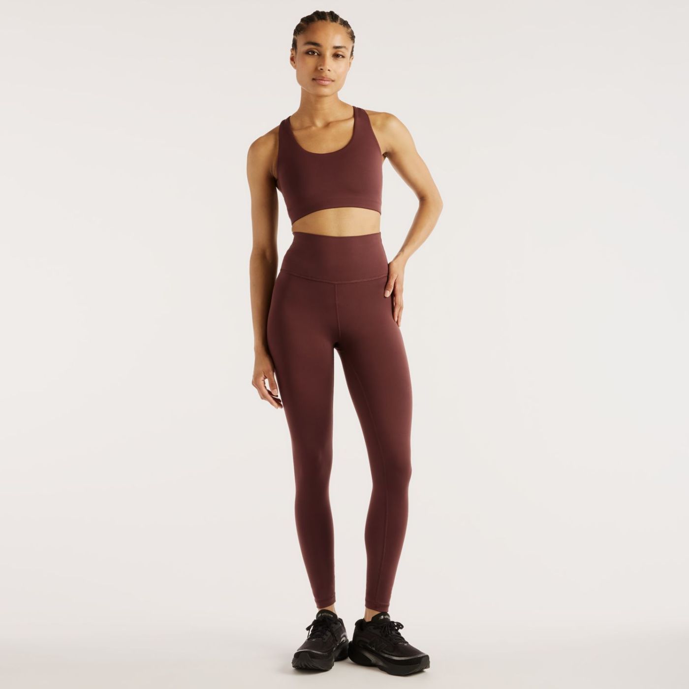 Legging New Balance Essential High Rise Bordeaux Femme Outfit
