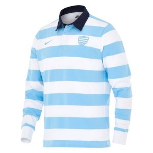 Polo Nike Racing 92 Heritage Rugby manches longues 2025/2026 Blanc / Bleu Face lateral