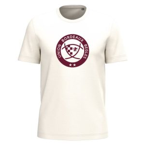 T-shirt Union Bordeaux Bègles blanc Logo 2 étoiles adulte Face